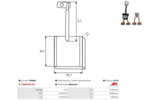 Carbon brush, starter motor, Image 2
