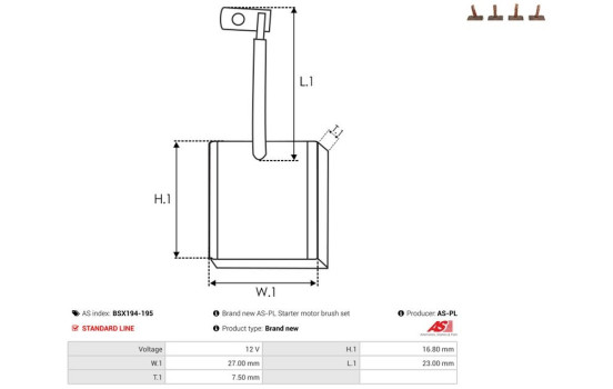 Carbon brush, starter motor, Image 2