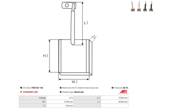 Carbon brush, starter motor, Image 2