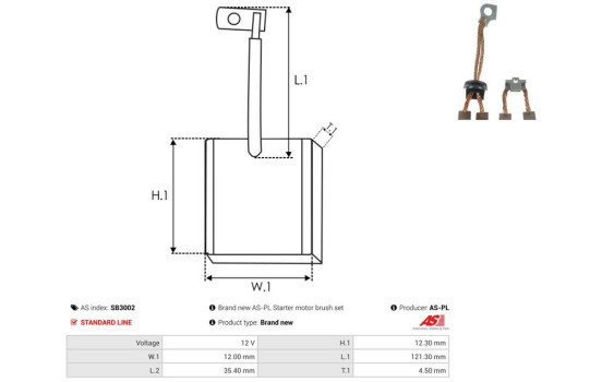 Carbon brush, starter motor, Image 2