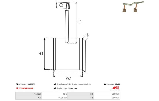Carbon brush, starter motor, Image 2