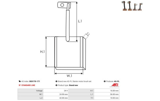 Carbon brush, starter motor, Image 2