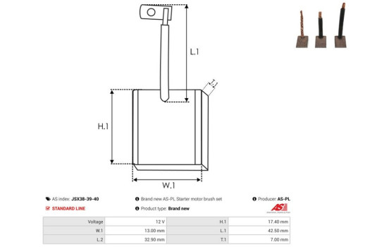 Carbon brush, starter motor, Image 2