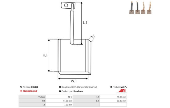 Carbon brush, starter motor, Image 2