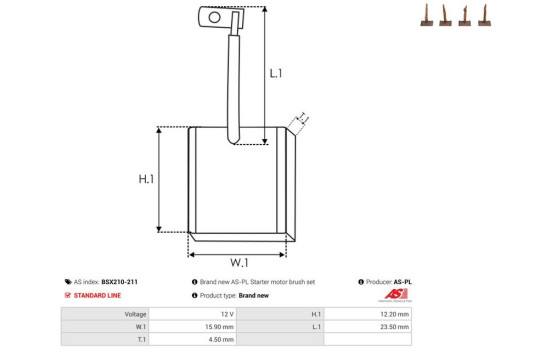 Carbon brush, starter motor, Image 2
