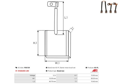 Carbon brush, starter motor, Image 2