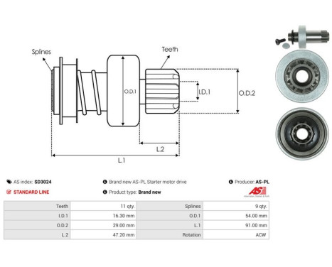 Free wheel drive, starter, Image 4