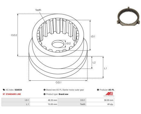 Repair kit, starter motor, Image 2