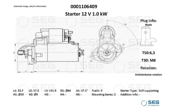 Starter BMW 0.9 kW, Image 6