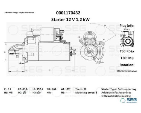 Starter Fiat 0.9 kw, Image 6