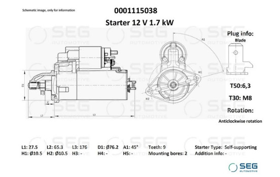 Starter Hatz 1.4 kw, Image 6
