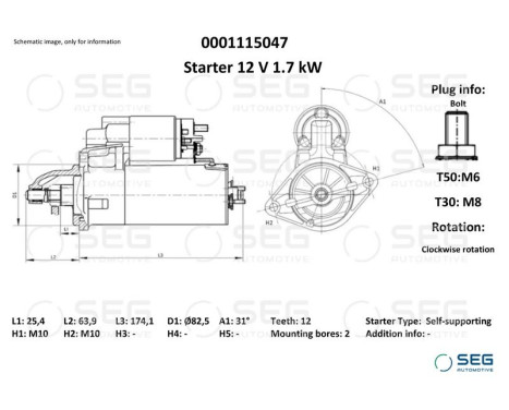 Starter Mercedes 1.7 kw
