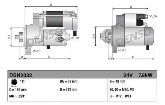 Starter Motor / Starter DSN2032 Denso