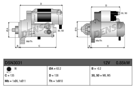 Starter motor / Starter DSN3031 Denso, Image 3