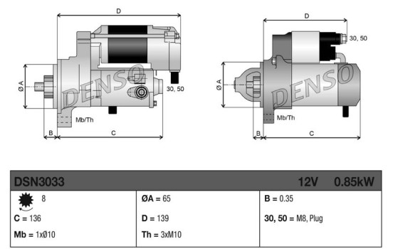 Starter motor / Starter DSN3033 Denso, Image 3