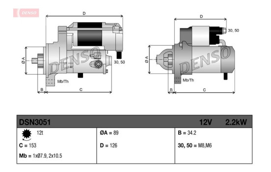 Starter motor / Starter DSN3051 Denso, Image 3