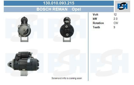 Starter Opel 2.0 kw 0.001.362.071-R Bosch