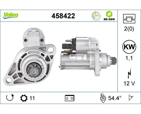 Starter REMANUFACTURED PREMIUM 458422 Valeo, Image 2