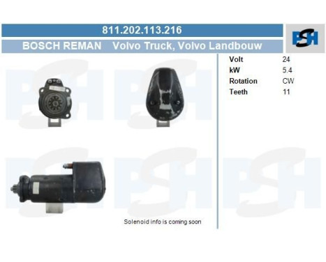 Starter Volvo 5.4 Kw 811.202.113.216 Bosch