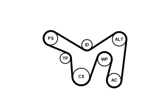 Water pump + Multi V-belt set 6PK2140WP1 Contitech, Image 3