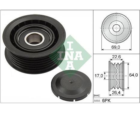 Deflection/Guide Pulley, v-ribbed belt 532016010 Ina, Image 2