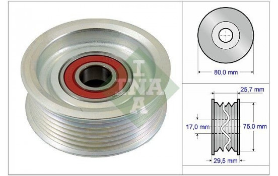 Deflection/Guide Pulley, v-ribbed belt 532058710 Ina