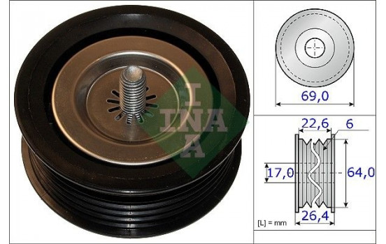 Deflection/Guide Pulley, v-ribbed belt 532067110 Ina