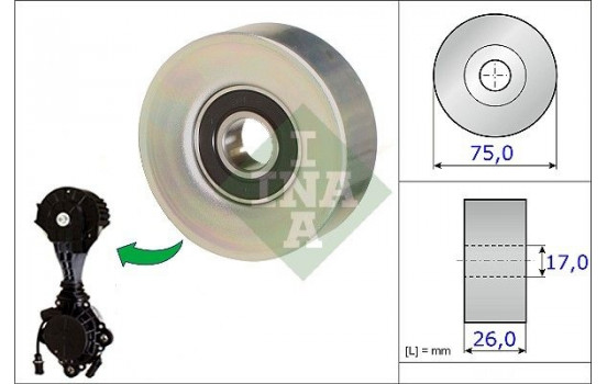 Deflection/Guide Pulley, v-ribbed belt 532067610 Ina, Image 2