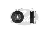 Deflection/Guide Pulley, v-ribbed belt DriveAlign® T38031 Gates