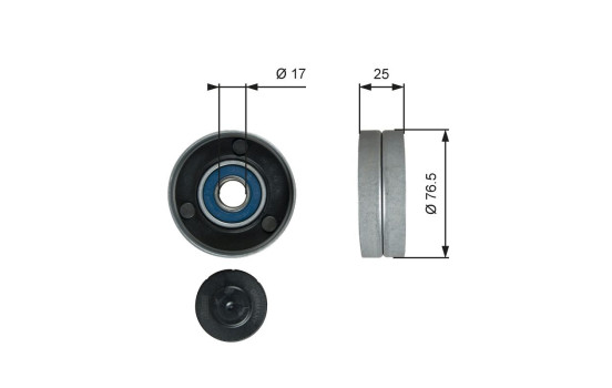 Deflection/Guide Pulley, v-ribbed belt DriveAlign® T38059 Gates