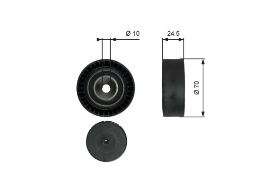 Deflection/Guide Pulley, v-ribbed belt DriveAlign® T38071 Gates, Image 2