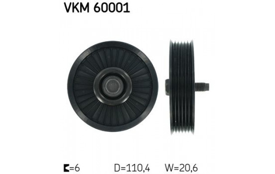 Deflection/Guide Pulley, v-ribbed belt VKM 60001 SKF