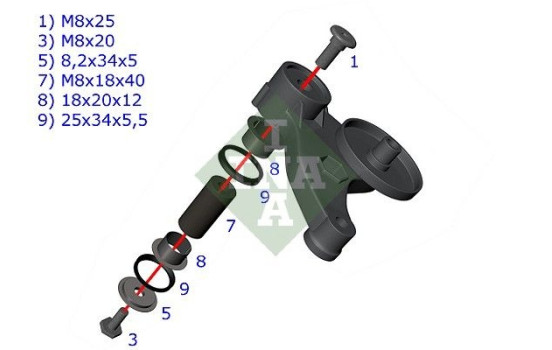 Repair Kit, v-ribbed belt tensioner 533011710 Ina, Image 2