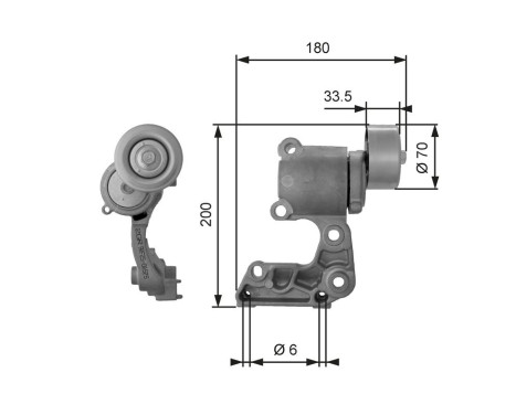 Tensioner Pulley, v-ribbed belt DriveAlign® T38410 Gates