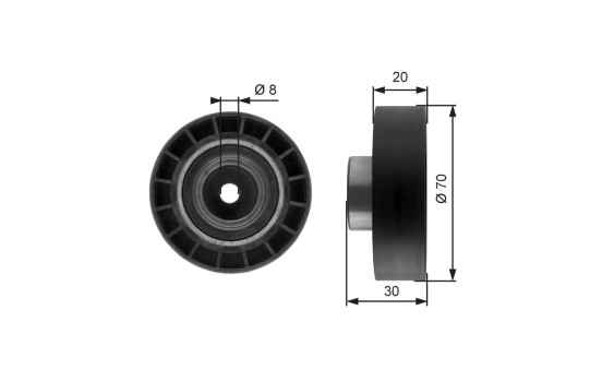 Tensioner Pulley, V-ribbed belt T39059 Gates