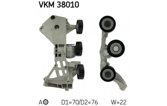Tensioner Pulley, v-ribbed belt VKM 38010 SKF