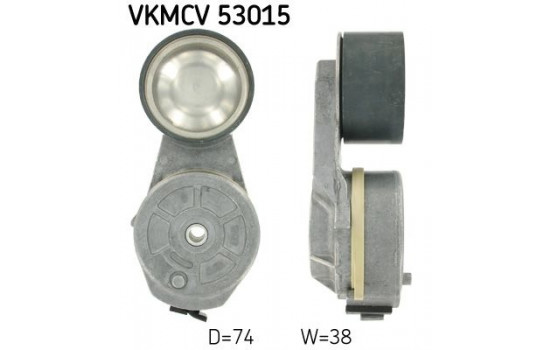 Tensioner Pulley, v-ribbed belt VKMCV 53015 SKF
