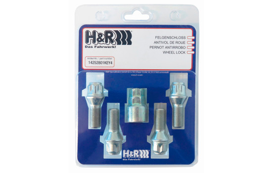 Juego de cerradura de rueda H&R M12x1,50x26 mm cónica - 4 pernos incl. adaptador, Imagen 3