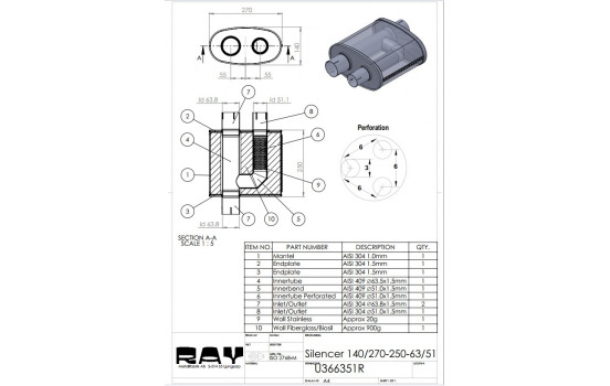 Silencer Oval Split Stainless Steel, Image 3