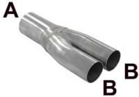 Y Tube 2.5 inch - 2 inch stainless steel