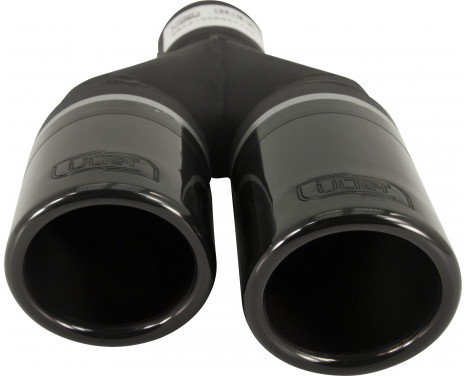 Black Exhaust Tip Left Dual/Twin Round Ø70mm - 7 / 8 inches / Inlet Dia. 50mm - Stainless Ulter Sport