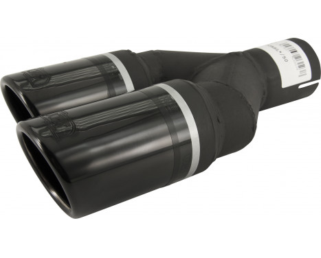 Black Exhaust Tip Left Dual/Twin Round Ø70mm - 7 / 8 inches / Inlet Dia. 50mm - Stainless Ulter Sport, Image 3