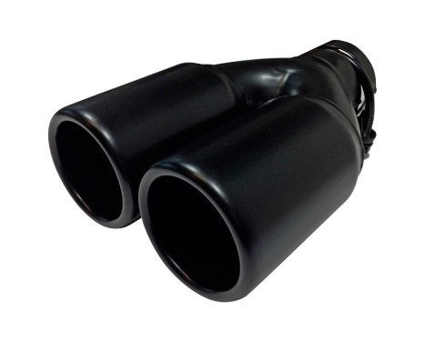 Black Tail Pipe Twin Round 76mm Steel - 9 inches / Inlet Dia. 45-60mm, Image 2