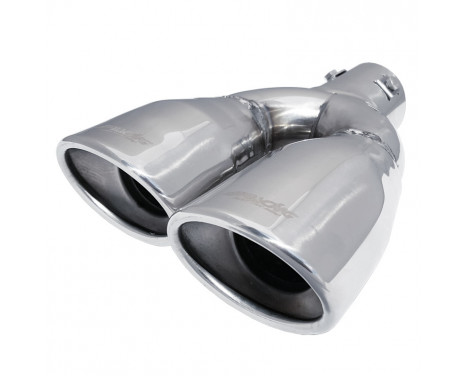 Dual/Twin Exhaust Trim Left Oval Stainless 167x67mm - 9 inches / Inlet Dia. 37-57mm Simoni Racing