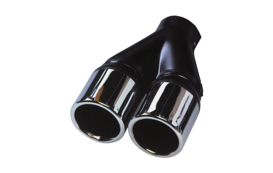 Exhaust Trim 2x Round 70mm - 8 inches / Inlet Dia. 50mm - Steel / Chrome, Image 2