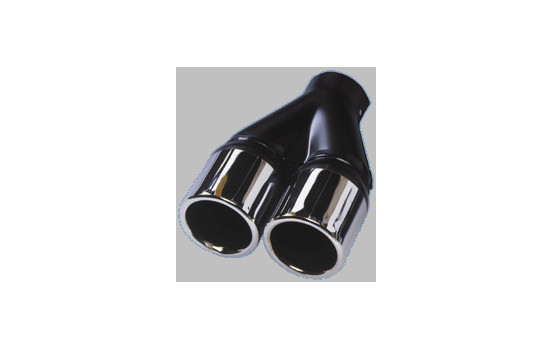 Exhaust Trim 2x Round 70mm - 8 inches / Inlet Dia. 50mm - Steel / Chrome