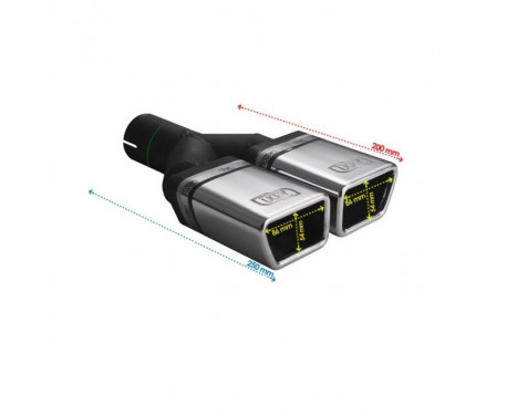 Exhaust Trim Dual/Twin Rectangle 86x54mm - 8 inches / Inlet Dia. 50mm - Stainless Ulter Sport, Image 2