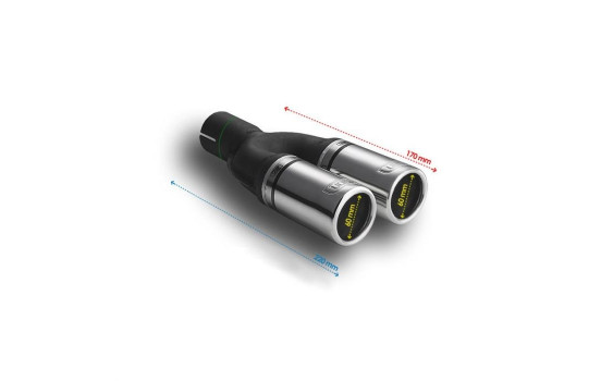 Exhaust Trim Dual/Twin Round Ø60mm - 7 inches / Inlet Dia. 50mm - Stainless Ulter Sport, Image 2