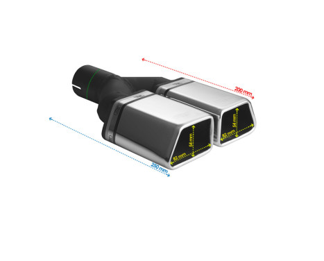 Exhaust Trim Dual/Twin Trapezoid 86x54mm - 8 inches / Inlet Dia. 50mm - Stainless Ulter Sport, Image 3