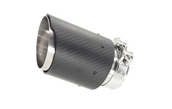 Exhaust trim stainless steel/Carbon 'AK-Look' - 89mm - length 120mm - 63mm connection